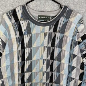 Tundra Canada Sweater Men's Size Large Coogi Style Geometric Grandpa Vintage